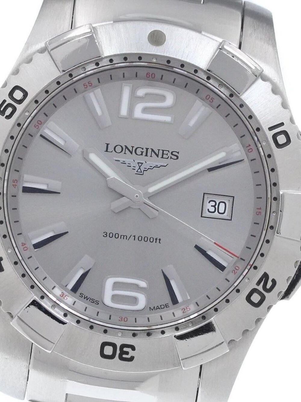 LONGINES Hydro Conquest L3.647.4 Date Silver Dial Quartz Men's Watch_